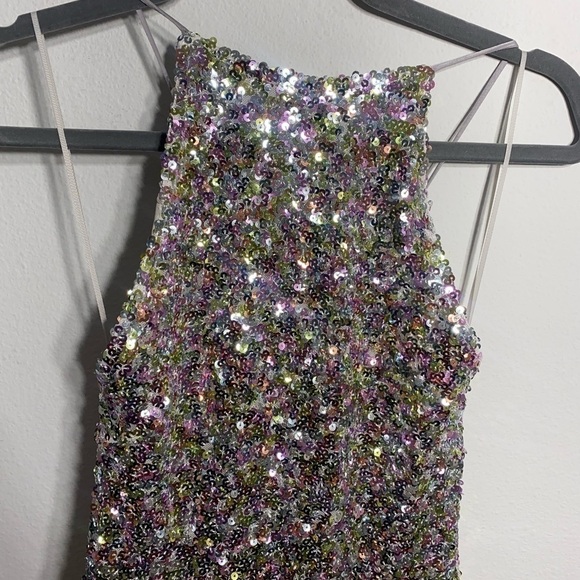 Zara Viral colorful SEQUIN KNIT HALTER DRESS NWT - Picture 13 of 14